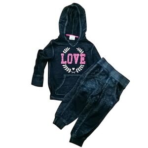 Danskin Now‎ Girls Black LOVE Jogger Tracksuit Outfit Size 4-5